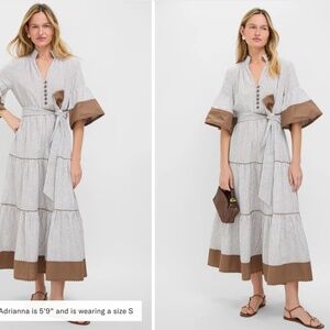 Tuckernuck Tan Stripe Linen Joanna Dress Small